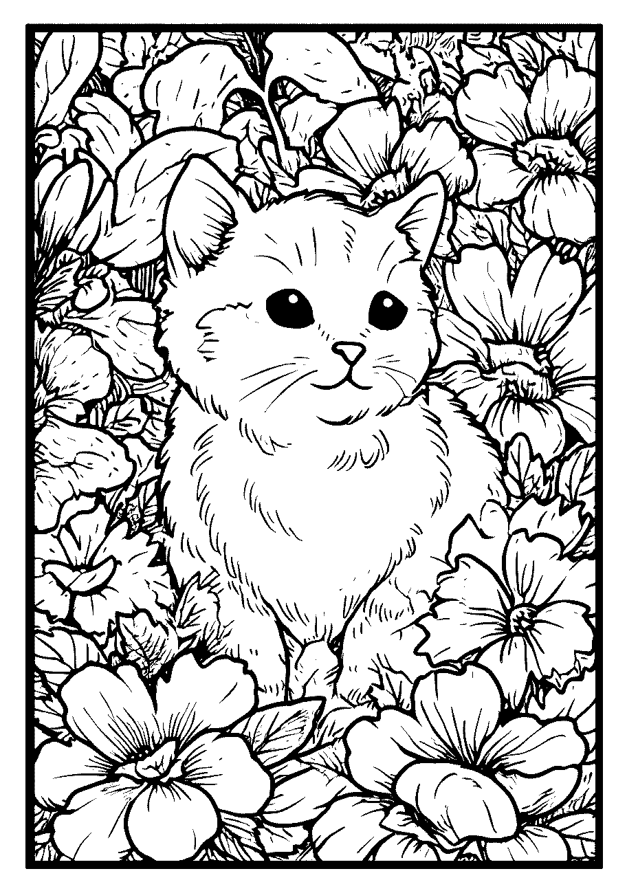 Disegni di Gatti e Gattini da sampare e colorare 35 disegno da colorare di gatto che prende la paosa in giardino