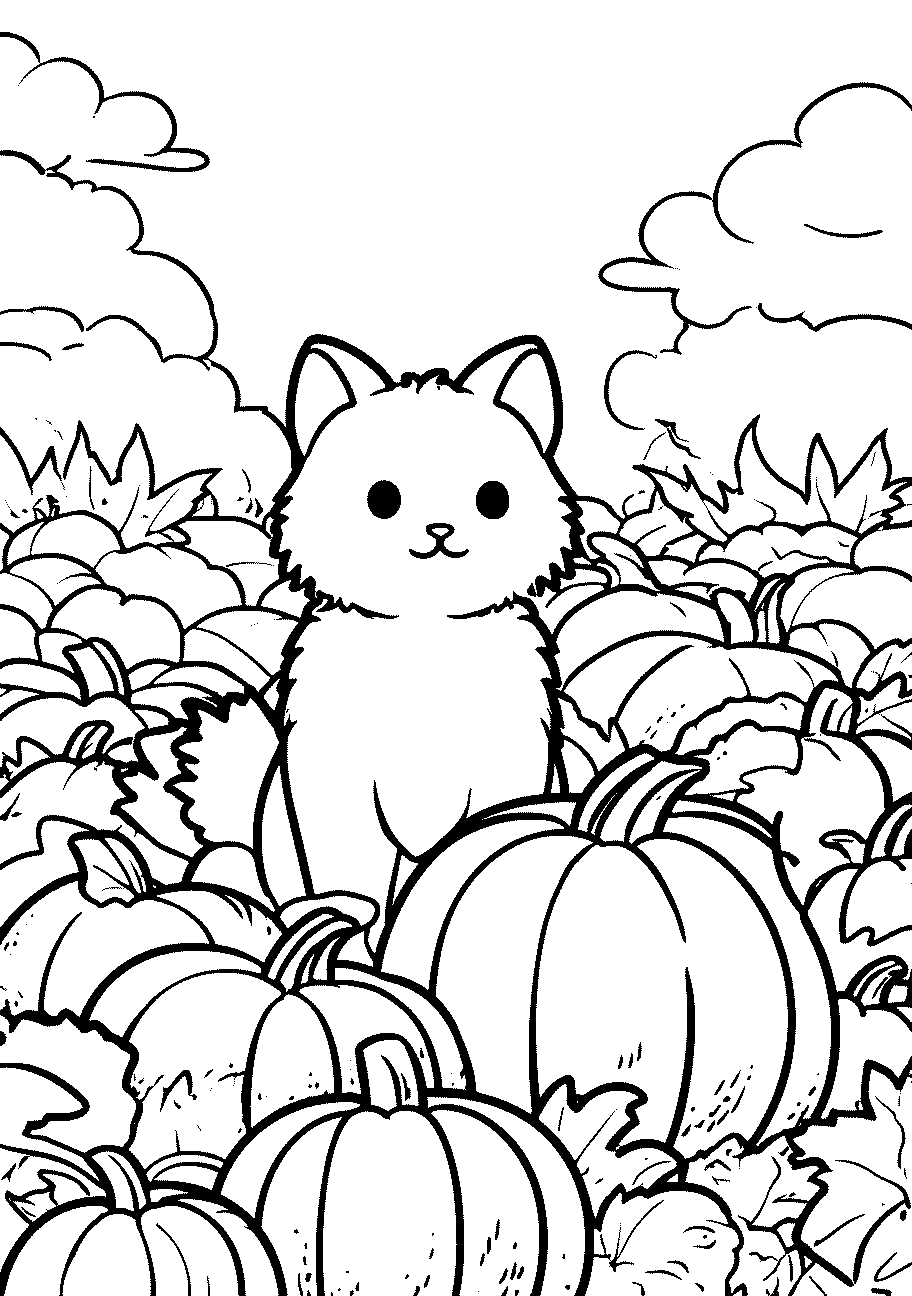 Disegni di Gatti e Gattini da sampare e colorare 42 disegno da colorare di gatto seduto su una zucca