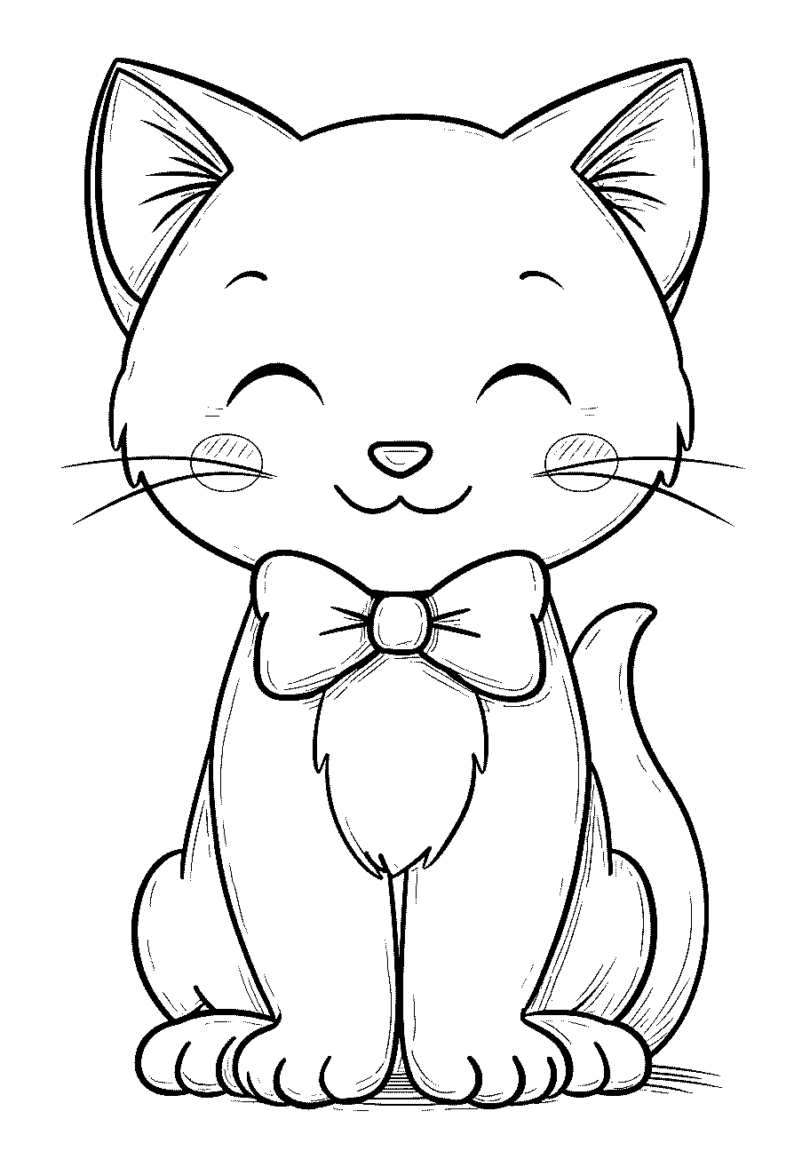 Disegni di Gatti e Gattini da sampare e colorare 8 disegno da colorare di gattina tenera con papillon