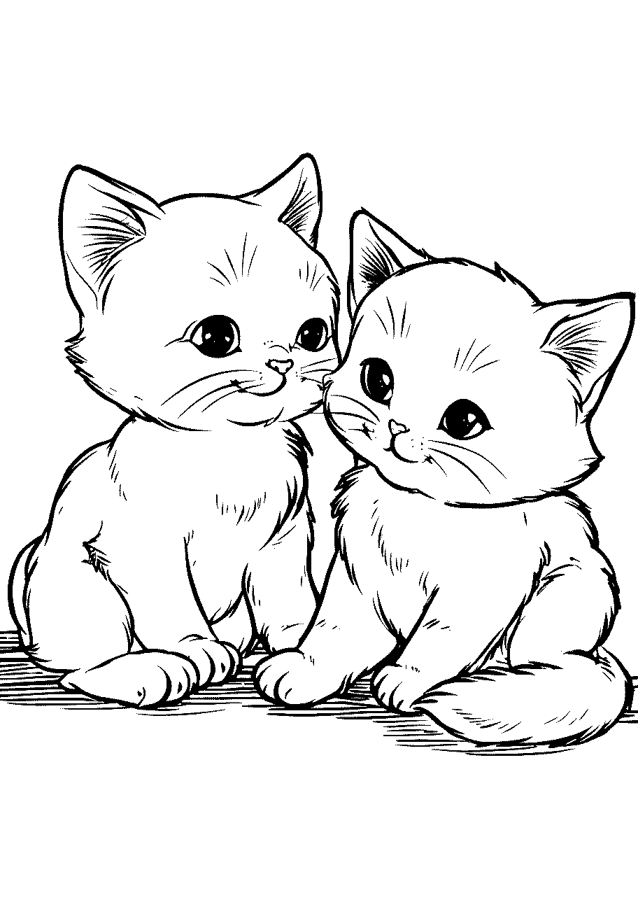 Disegni di Gatti e Gattini da sampare e colorare 40 disegno da colorare di due gattini tenerissimi