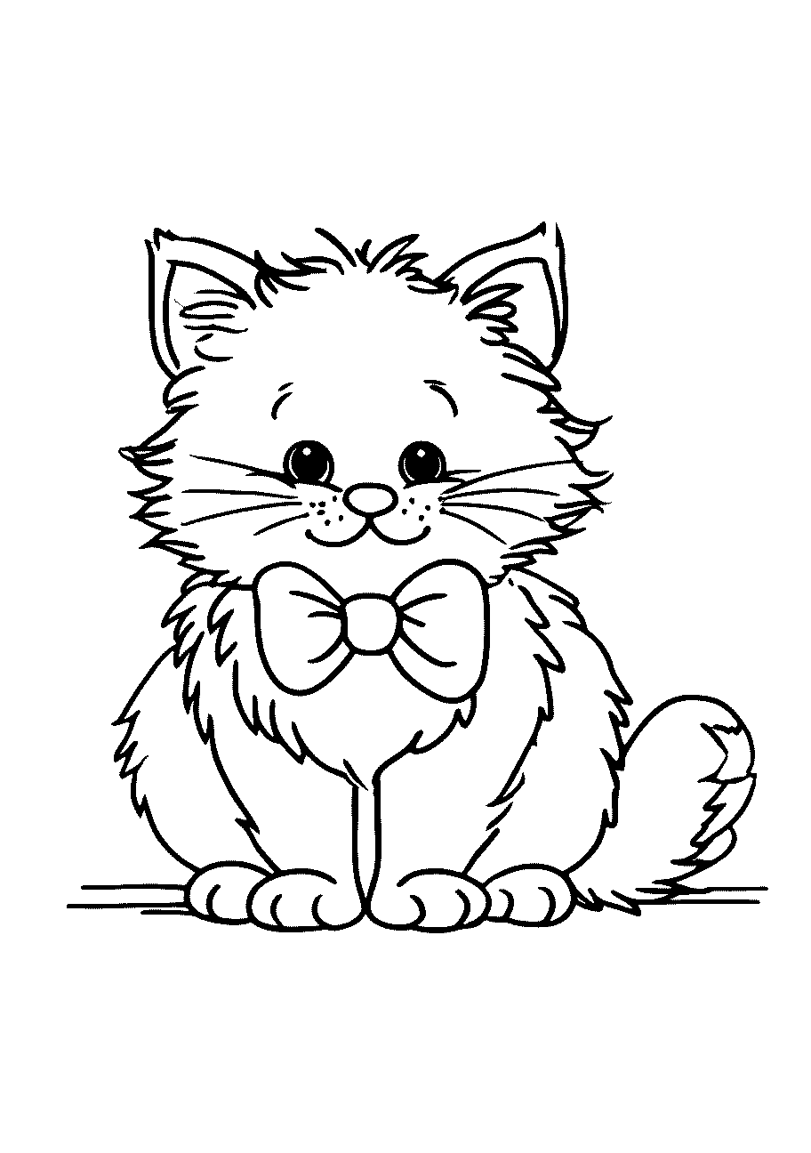Disegni di Gatti e Gattini da sampare e colorare 4 disegno da colorare di gattin paffuto con papillon da colorare